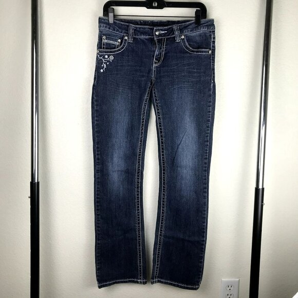 Shyanne “Cherry Blossom” Floral Embroidered & Rhinestone Boot Cut Jeans, size 29 - Picture 4 of 9